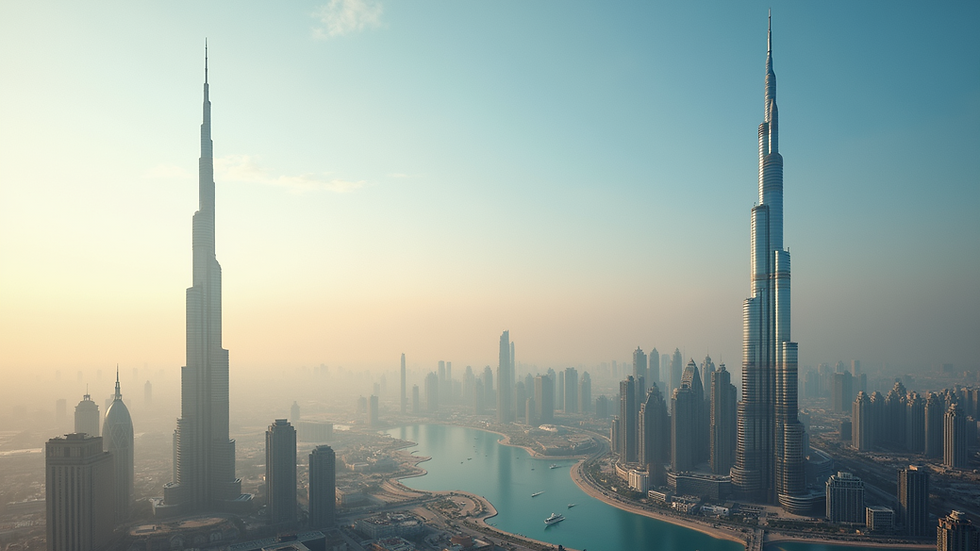 High angle view of Burj Khalifa against a clear blue sky