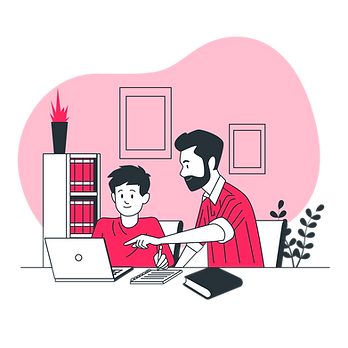 Padre estudiando con su hijo