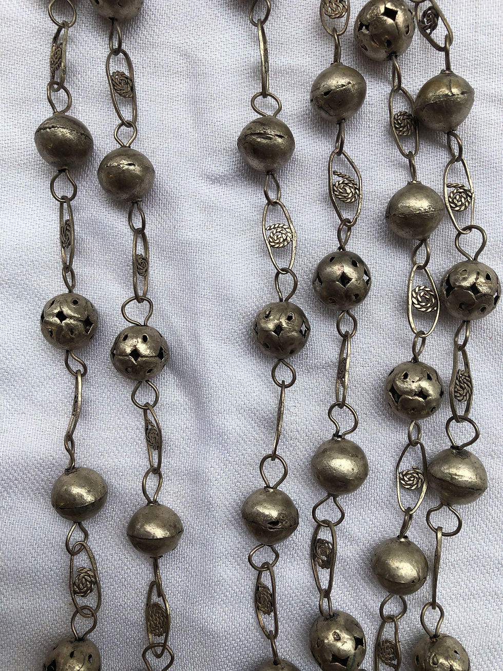 Thumbnail: Antique Indian Old silver beads necklace 85.6 Gram