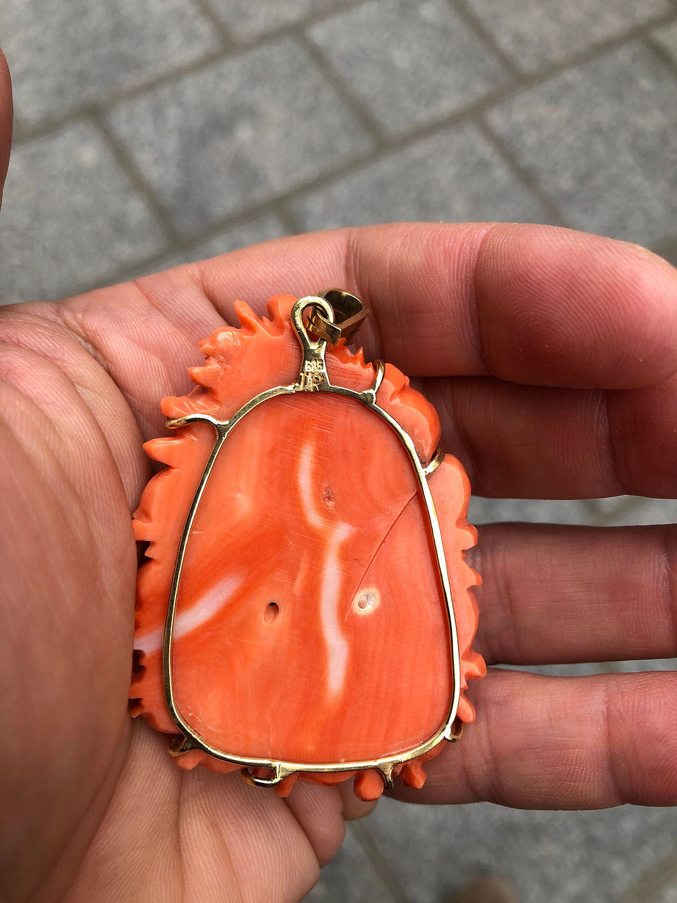 Thumbnail: antique italienne coral pendant 14 kt gold 38.47 Gram