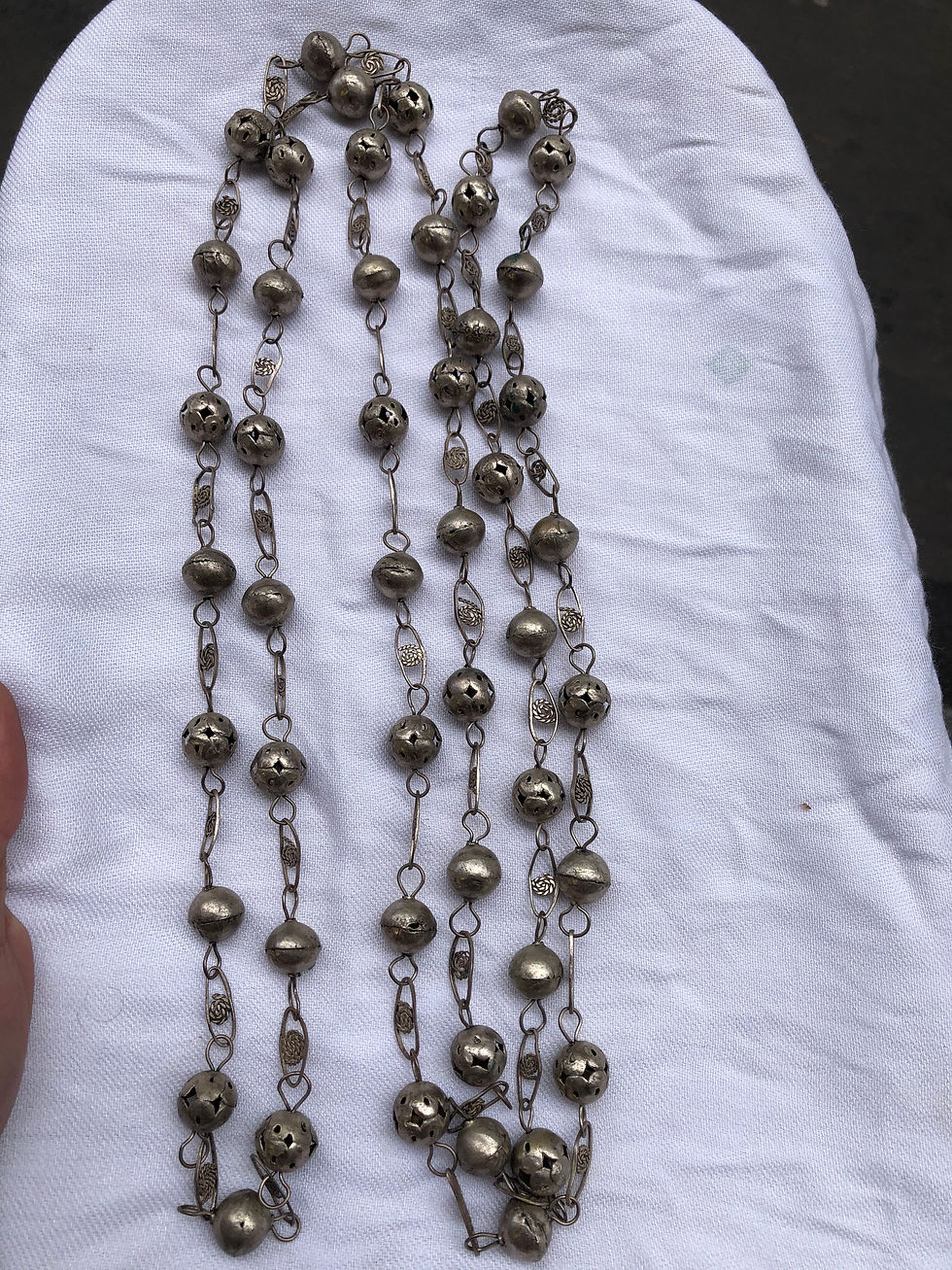 Thumbnail: Antique Indian Old silver beads necklace 85.6 Gram
