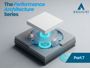 Performance Architecture Series Part 7: Governance Clock Speed. A 3D isometric illustration of glowing blue gears representing enterprise decision-making velocity and organisational agility, featuring the Agilicist logo.