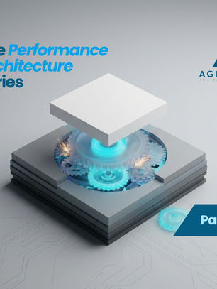 Performance Architecture Series Part 7: Governance Clock Speed. A 3D isometric illustration of glowing blue gears representing enterprise decision-making velocity and organisational agility, featuring the Agilicist logo.