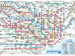 A complex, overlapping subway map with colourful lines intersecting unpredictably, symbolising organisational confusion and lack of clear flow.