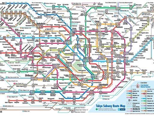 A complex, overlapping subway map with colourful lines intersecting unpredictably, symbolising organisational confusion and lack of clear flow.