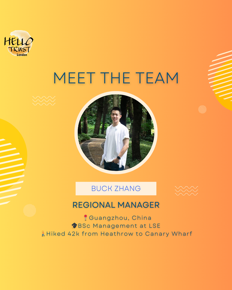 Buck has been engaged in volunteer work for about five or six years. He is a die-hard Manchester United fan (GGMU!) and loves hiking—he just completed a 42-km hike from Heathrow to Canary Wharf (sigh!). You will usually see him on tennis courts and at the rock-climbing gym.