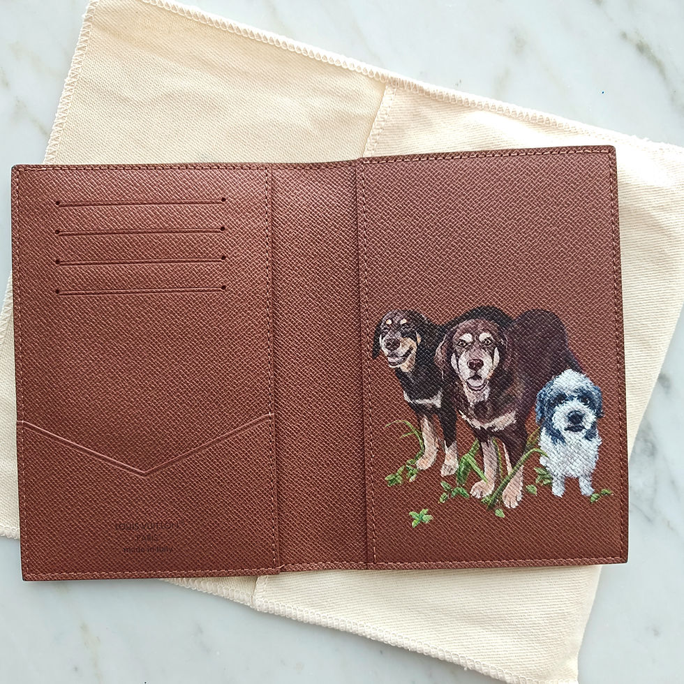 Louis Vuitton wallet custom pet portrait painting