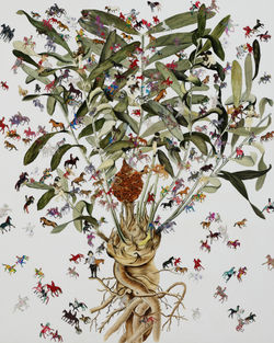 Wild flower world, Fabric, Oil on canvas, 162.2x130.3cm, 2014