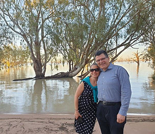 Optometrists in rural landscape