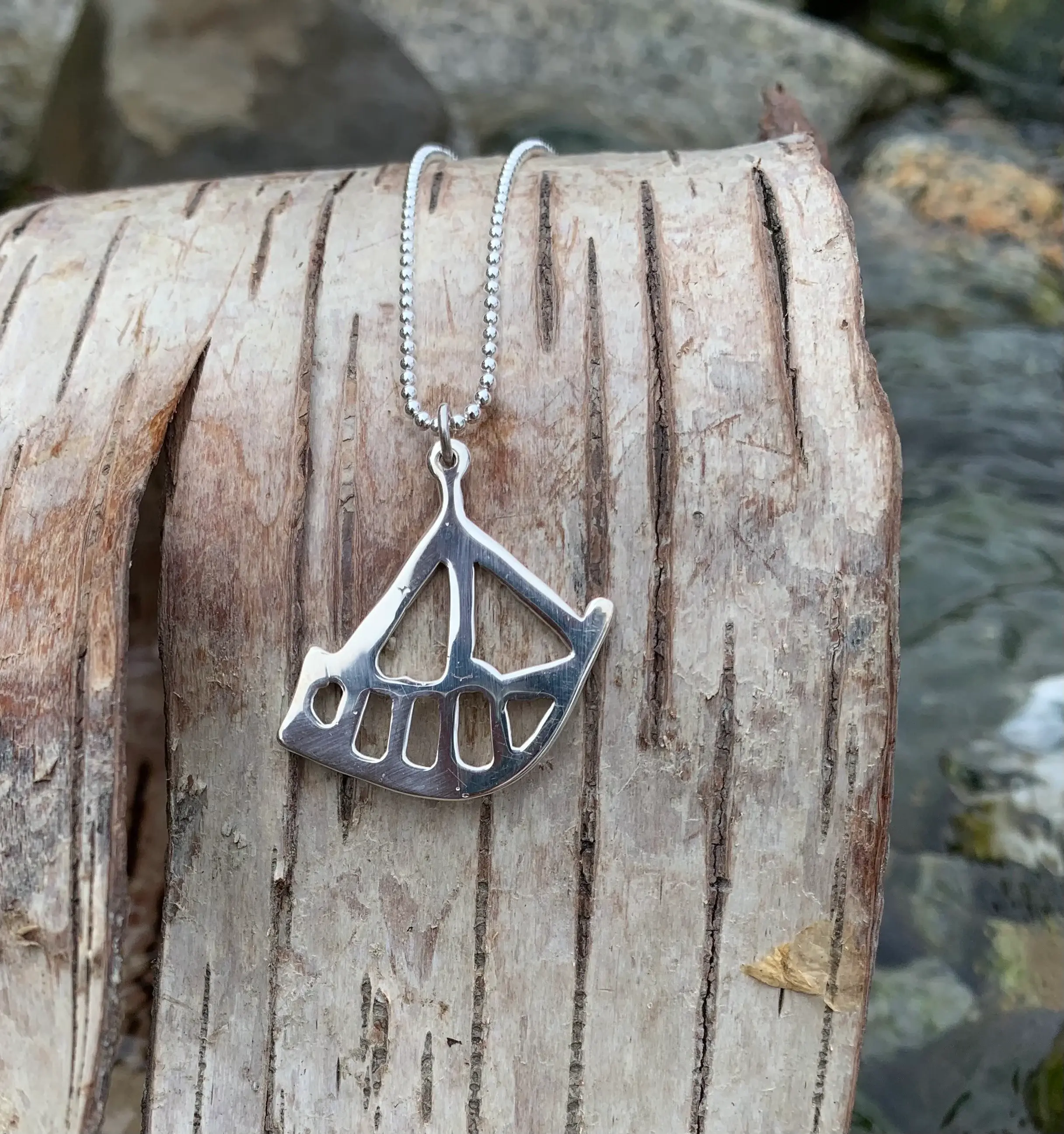 Sámi sterling silver boat pendant