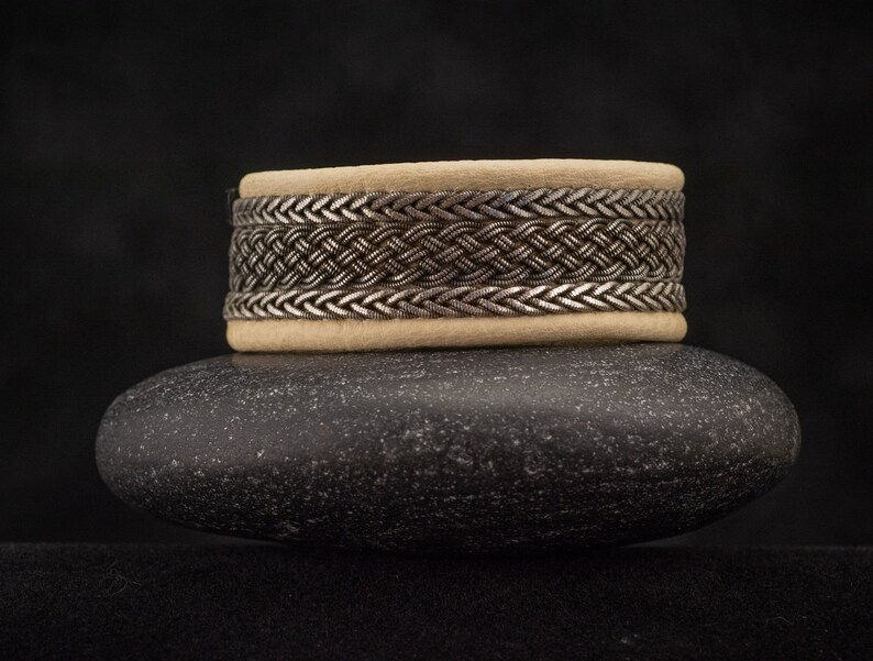 Thumbnail: Sámi inspired Uruz with Foxtail woven leather bracelet