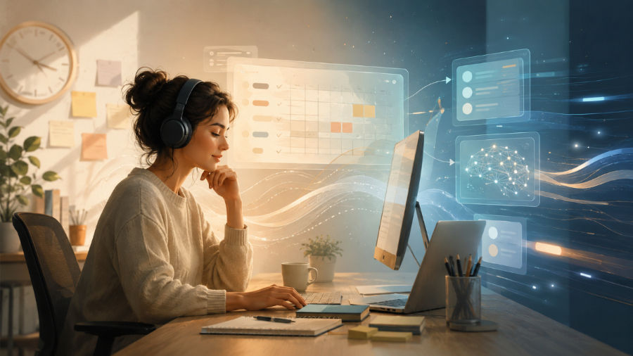 A person looking calm at work