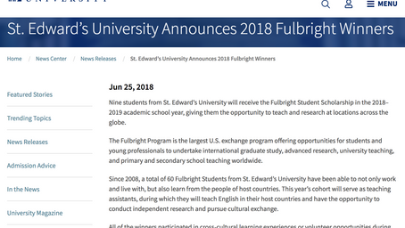 2018 Fulbright winners announced