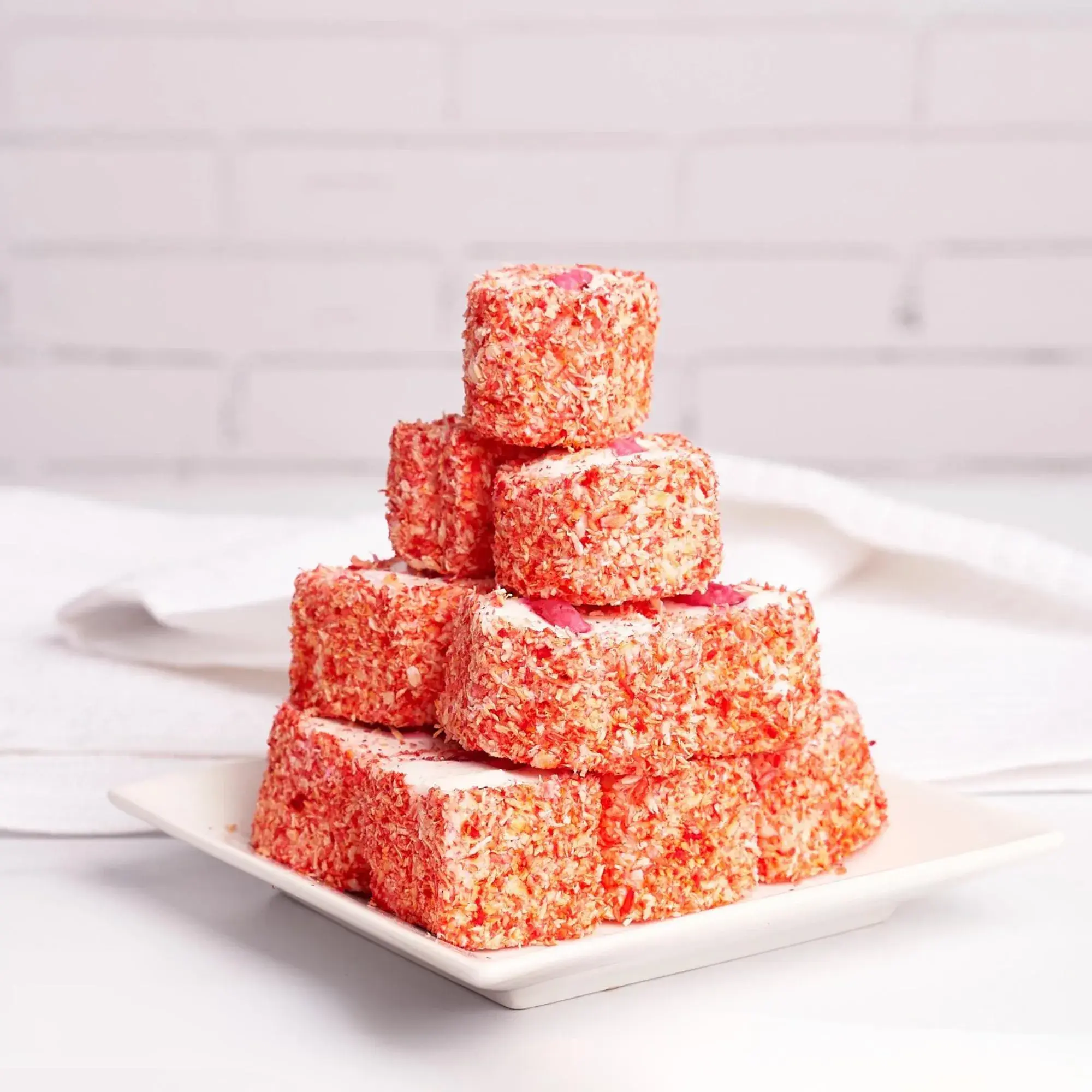 Turkish Delight with Raspberry Flavor – Handmade Lokum, Fruity Soft Tray Dessert
