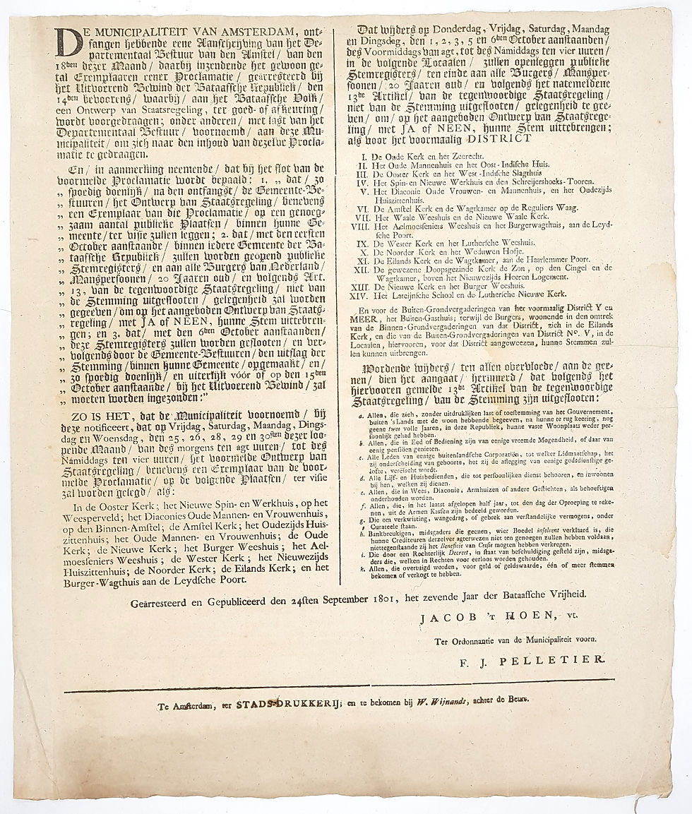 De municipaliteit van Amsterdam, ontfangen hebbende eene amtschrijving van het departementaal bestuur van den Amstel. 1801.