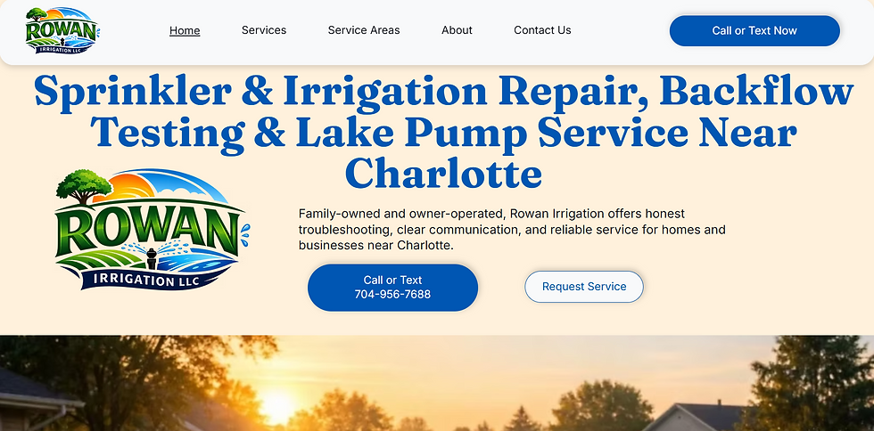 Rowan Irrigation website design portfolio for service businesses