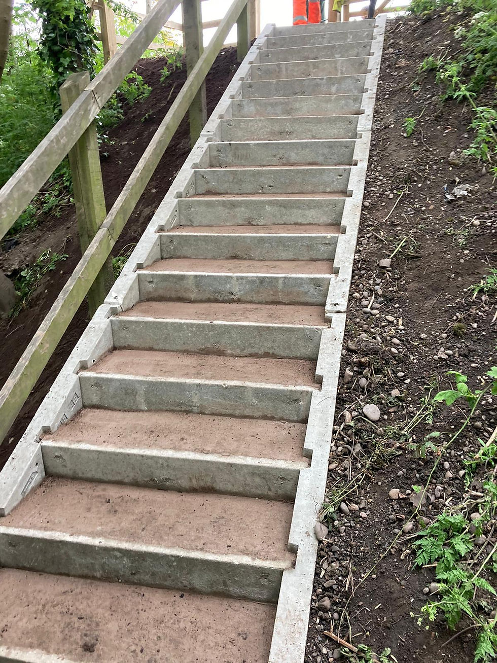 Wooden canal access steps