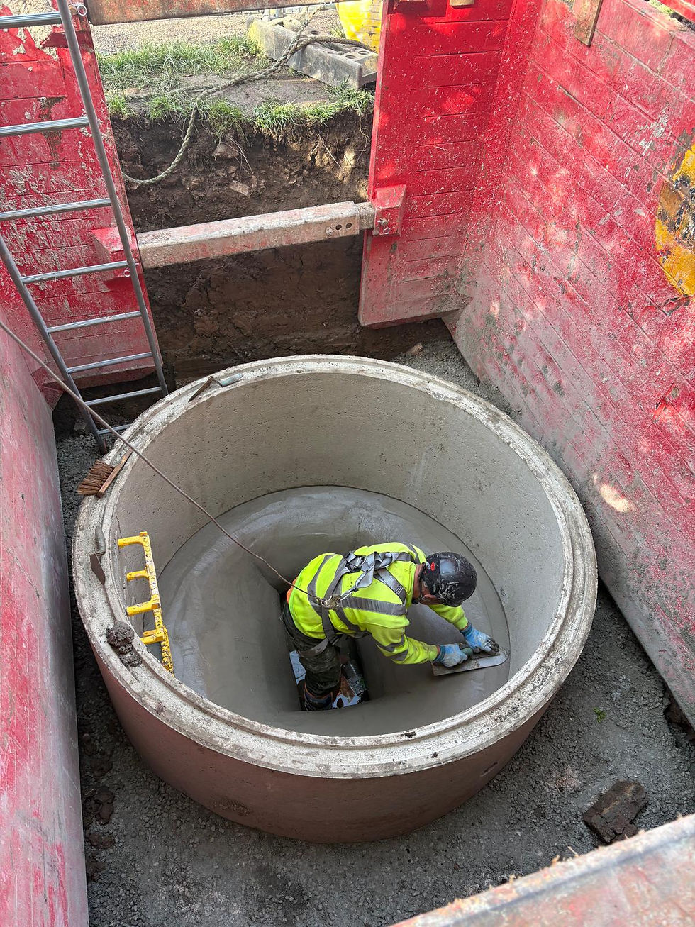 Trial holes were excavated to locate and measure the culvert