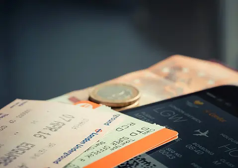 travel documents and boarding passes