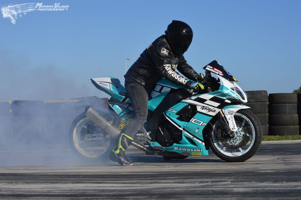Sponsored SQP rider Jevon on show at last years drag event at Scribante Racetrack in Port Elizabeth