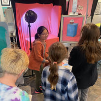 Teenagers in color study class.