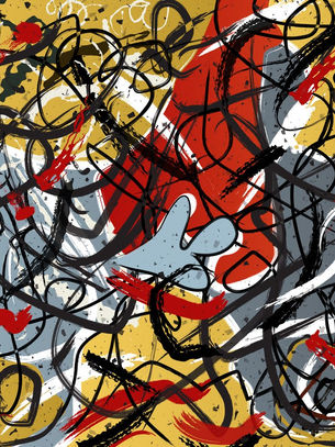 Abstract busy colorful painting