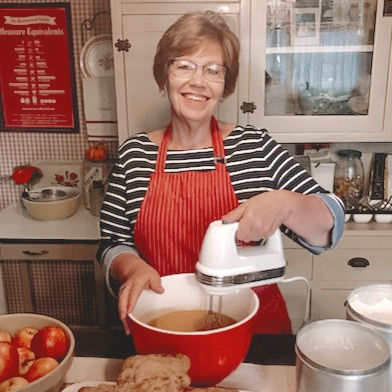 Sharon Breyfogle baking for a PCT fundraiser.