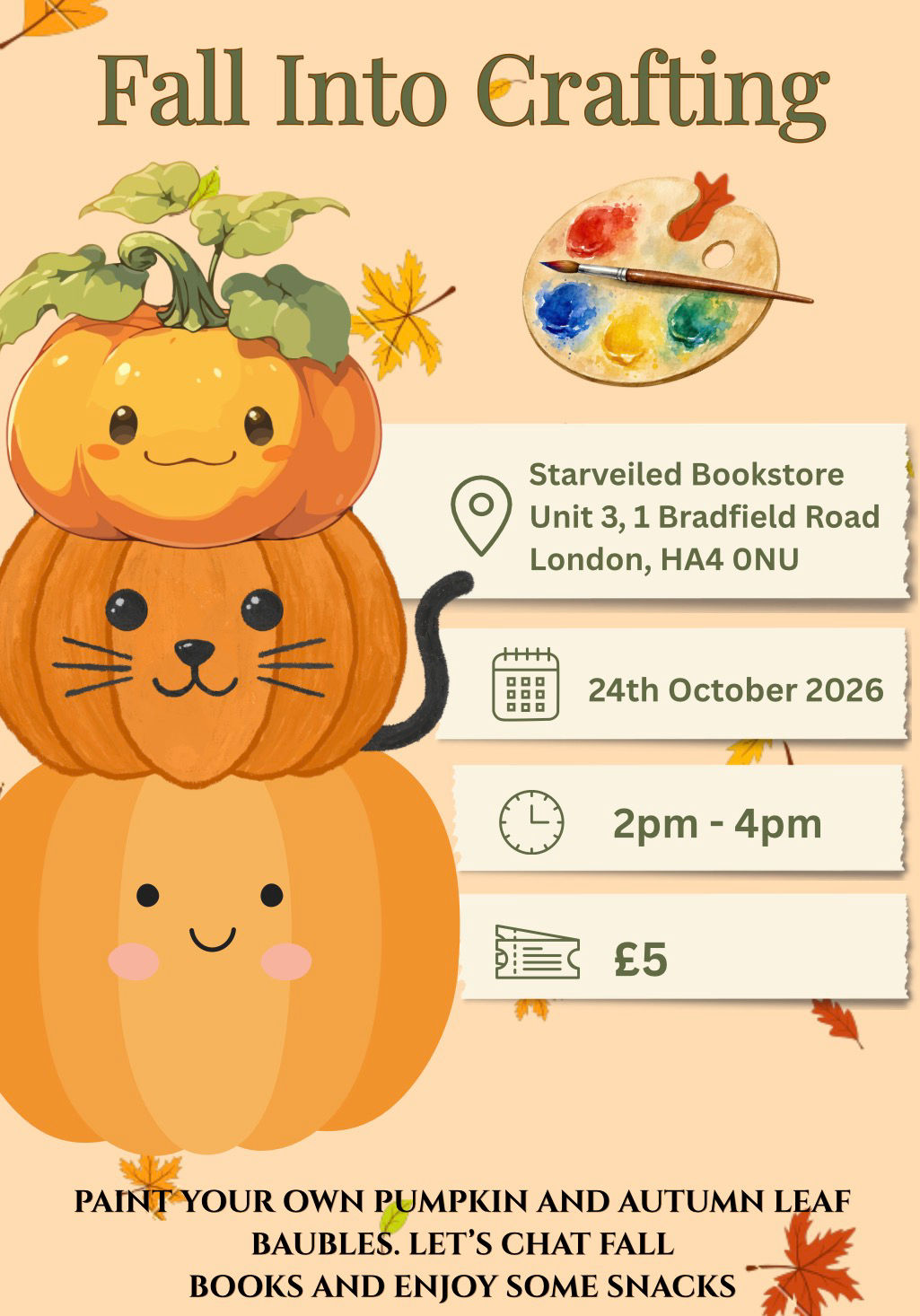 Fall Into Crafting- Paint your own Pumpkin & Autumn Leaf Baubles