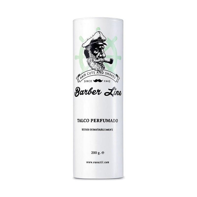 EUROSTIL Barber Line Talco PERFUMADO 200GR Unisex Adulto, Negro, Único