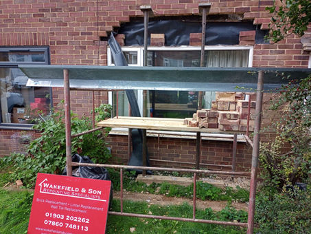 Cavity tray and lintel installation in Southwick, Sussex.