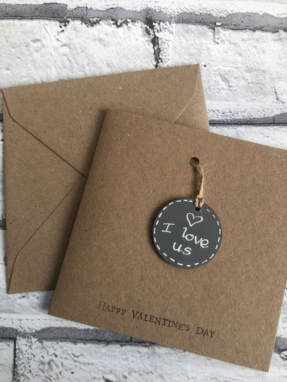 ‘I love us’ hand painted wooden keepsake Valentines card