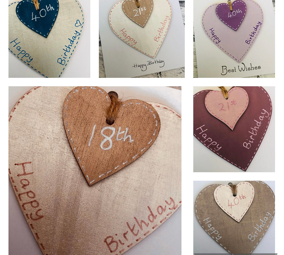 Special Age 18th 21st 40th 50th 60th 70th 80th heart keepsake handmade card