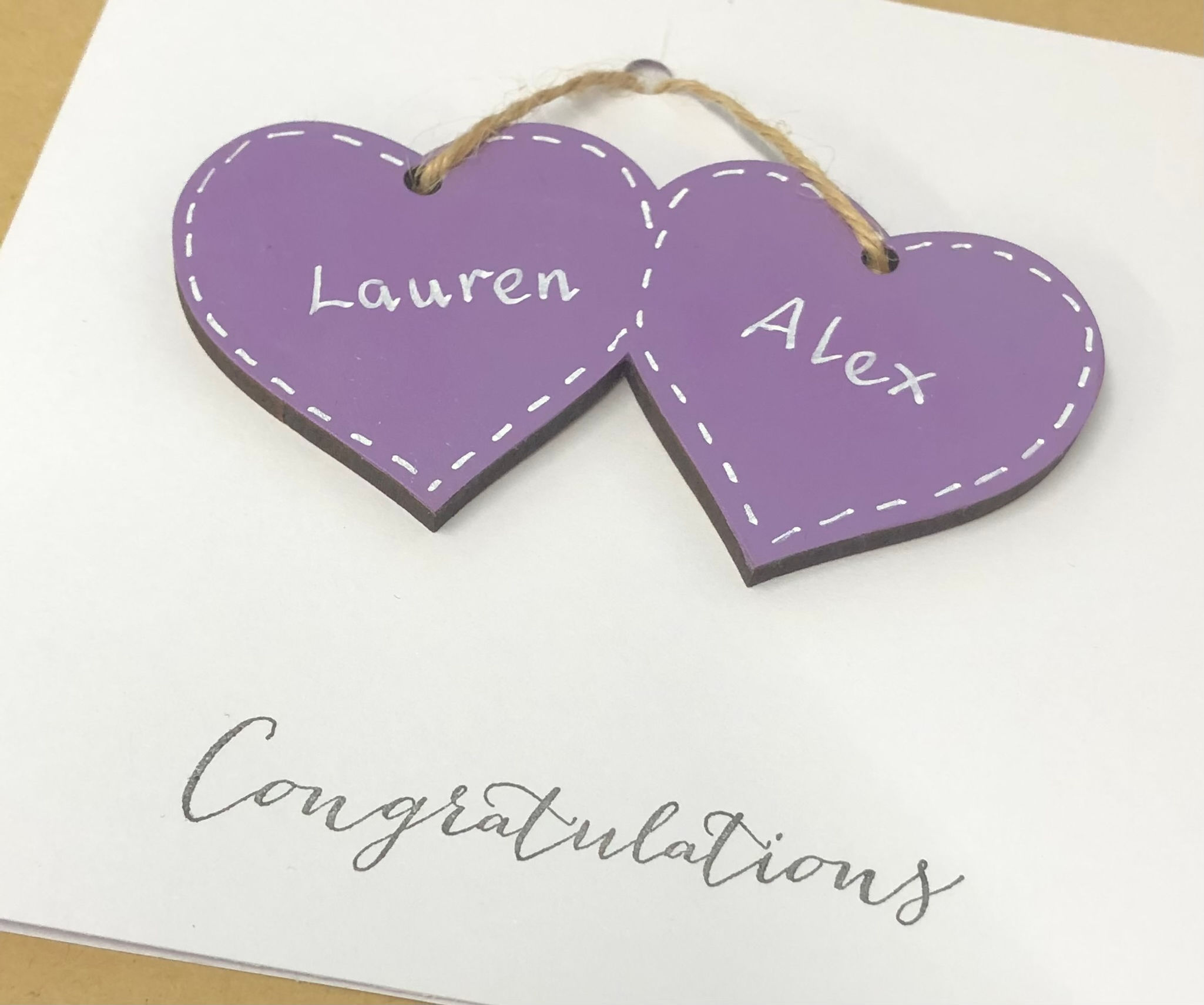 Double heart Wedding Day keepsake handmade card