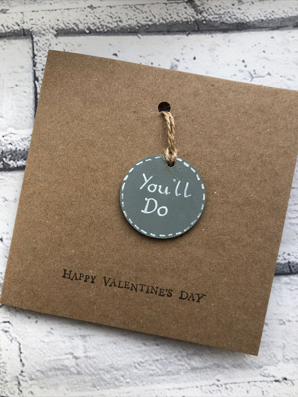 ‘You’ll Do’ hand painted wooden keepsake Valentines card