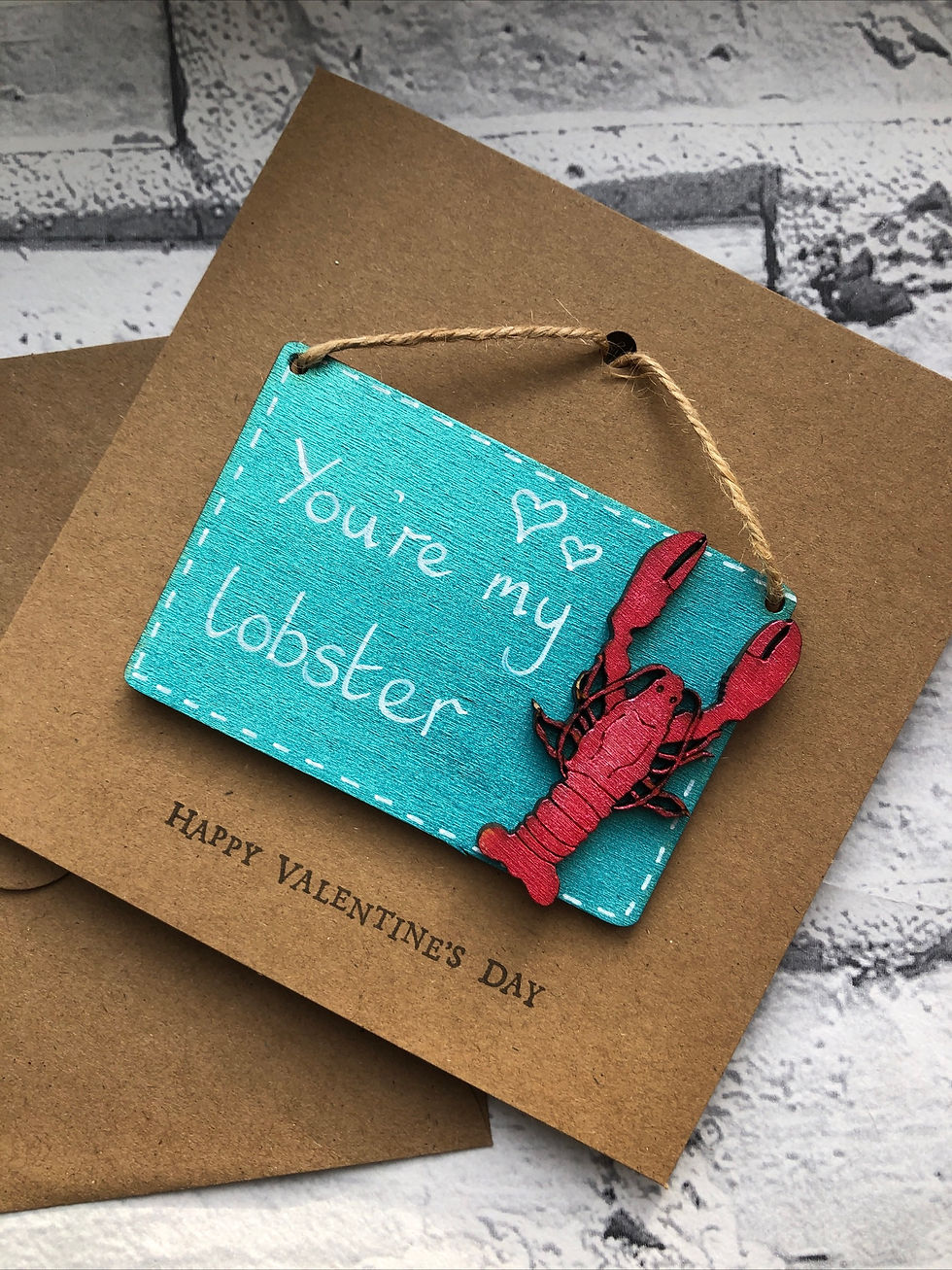 You’re my lobster Happy Valentines Card with wooden keepsake