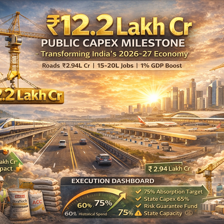 Public Capex Milestone: Analyzing the ₹12.2 Lakh Crore Investment's Impact on India's 2026-27 Economy | Quick ₹eads