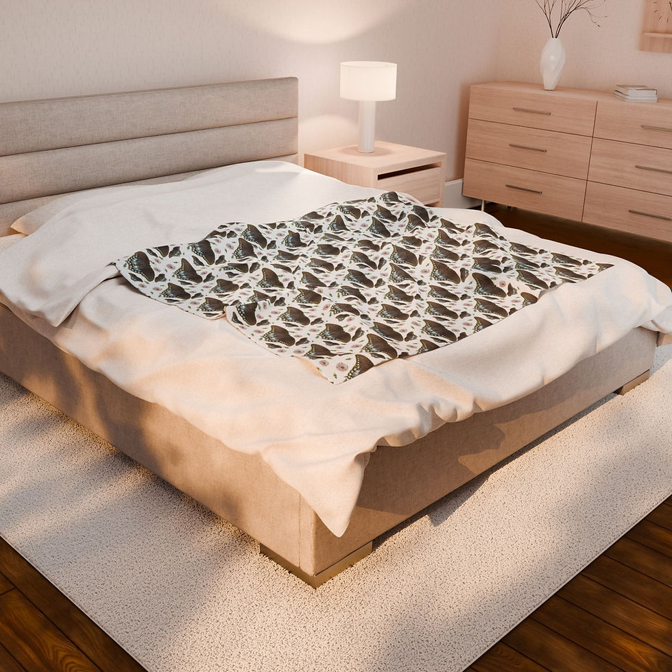 Thumbnail: Butterfly Floral Cozy Velveteen Blanket