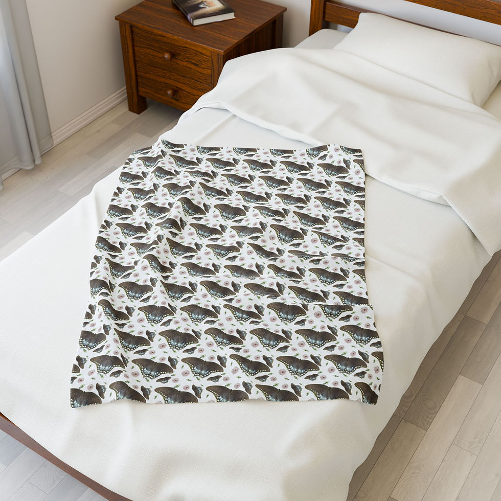 Thumbnail: Butterfly Floral Cozy Velveteen Blanket