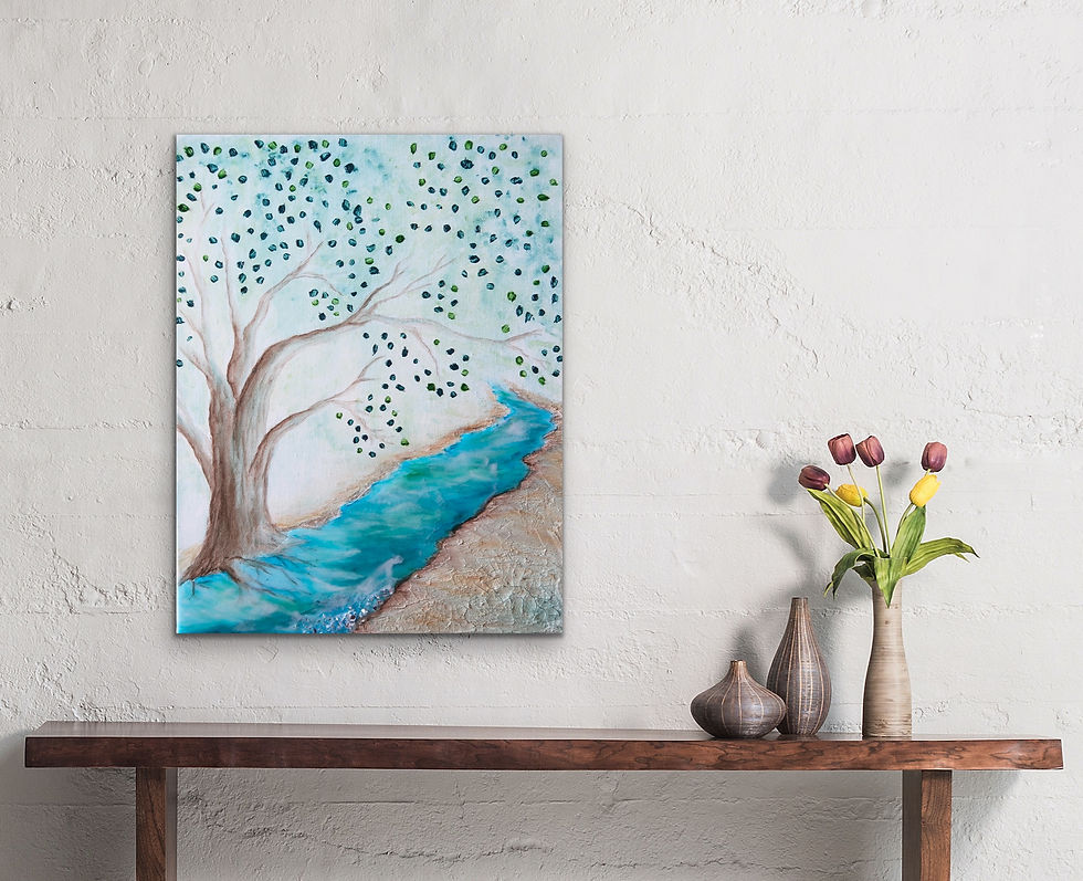 Tree next to the waters| 11”x14” Original Acrylic/Resin Painting