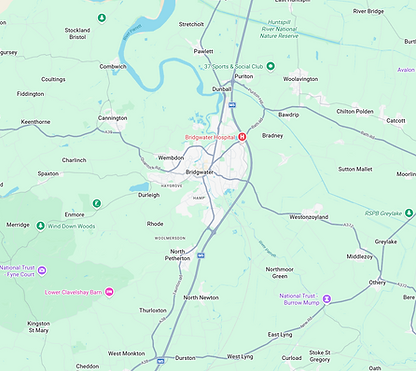 Bridgwater map aerial view showing areas covered byHBET