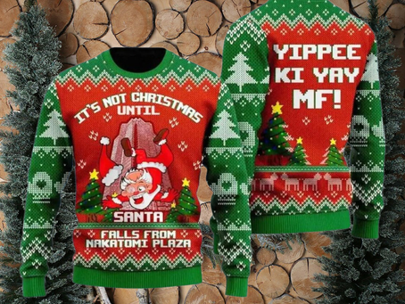 Santa Claus Falls From Nakatomi Plaza Ugly Christmas Sweater