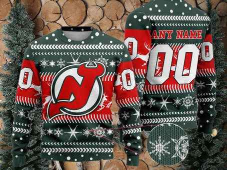 Personalized New Jersey Devils Ugly Sweater, NHL Holiday Apparel