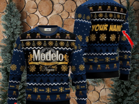 Personalized Modelo Negra Holiday Cheer Ugly Sweater