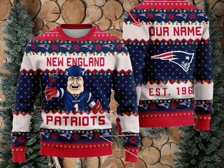 NFL New England Patriots Cute Mascot Custom Ugly Christmas Sweater