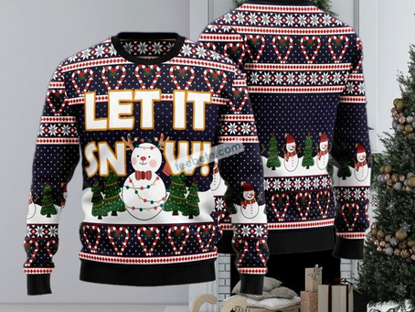 Let It Snow Blue Cheap Ugly Christmas Sweater