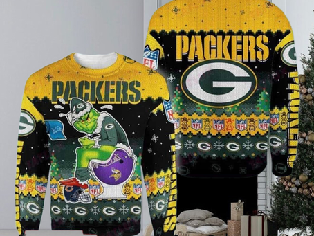 Green Bay Packers Grinch Toilet 3D Holiday 2023 For Christmas Gifts 3D Printed Ugly Christmas Sweater
