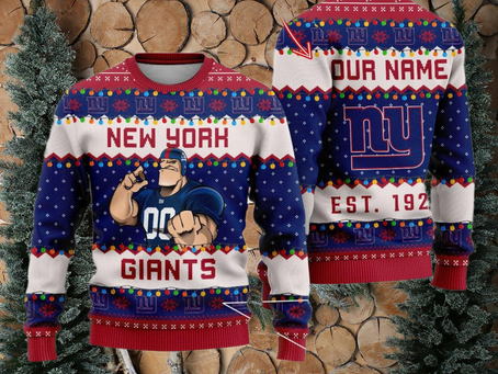 NFL New York Giants Cute Mascot Custom Ugly Christmas Sweater