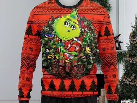 Grinch Hug Cleveland Browns 3D Printed Ugly Christmas Sweater