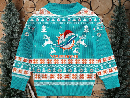 Miami Dolphins 2024 Christmas Ugly Sweater