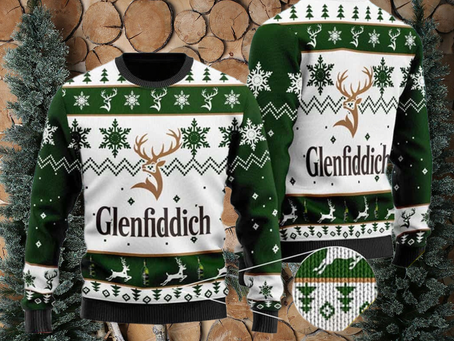 Glenfiddich Whisky Wine 3D Xmas Funny 2023 Holiday Custom And Personalized Idea Knitting Pattern 3D Print Ugly Sweater